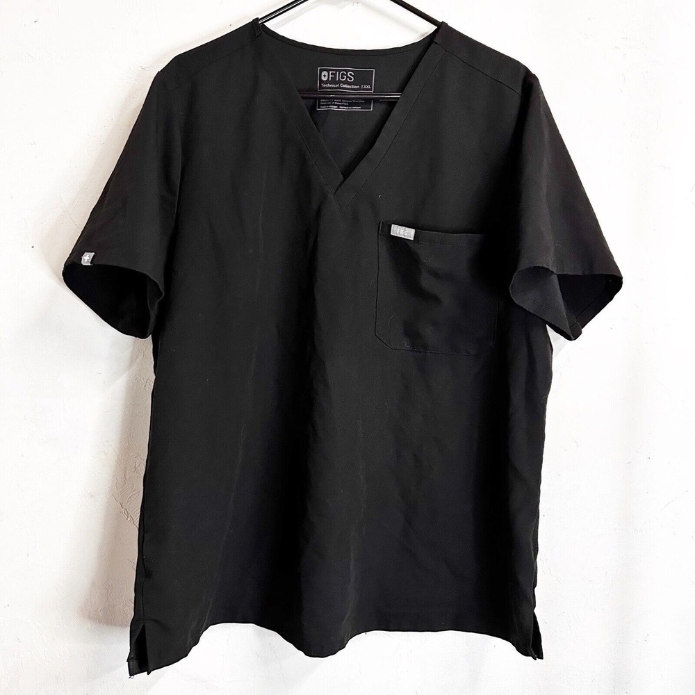 Figs Technical Collection Pocket Scrub Top Shirt Women's 2XLarge Black